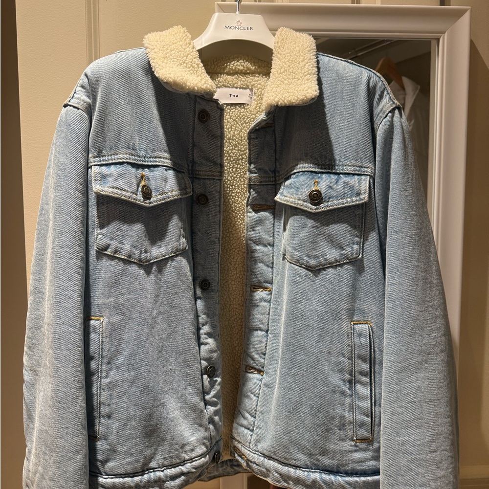 Aritzia Light Blue Jean Jacket with Cream Lining